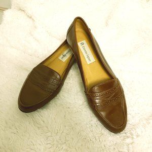 Brown loafer style leather flats size 8